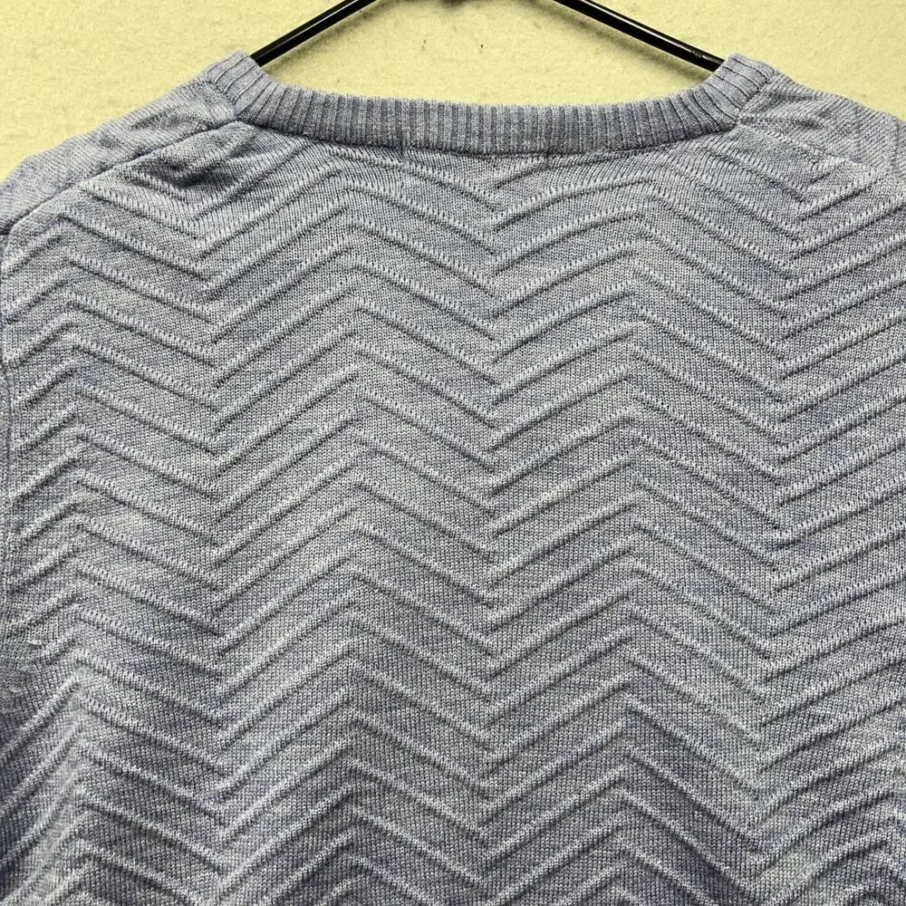 Monte Carlo V Neck Sweater Mens 40 Gray Wool Blend Chevron‎ Knit Pullover